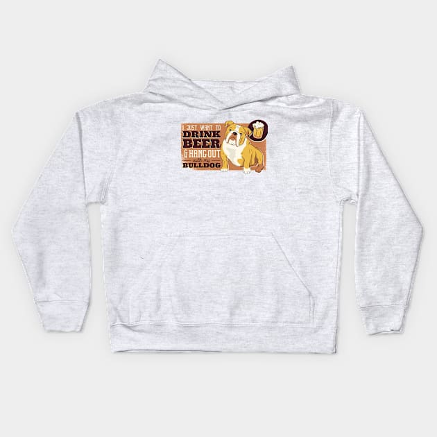 Beer And Bulldog Kids Hoodie by TomCage